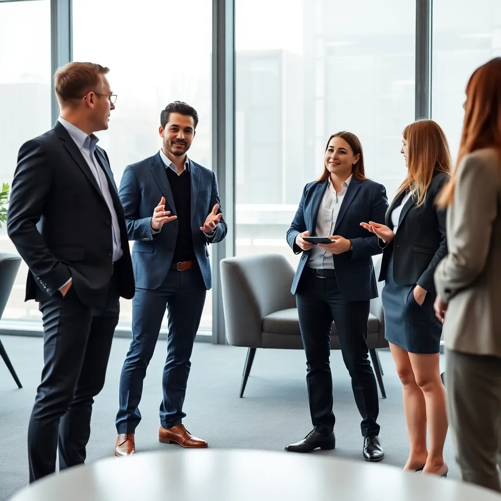 Professional die presenteert aan klein team in moderne Nederlandse kantooromgeving