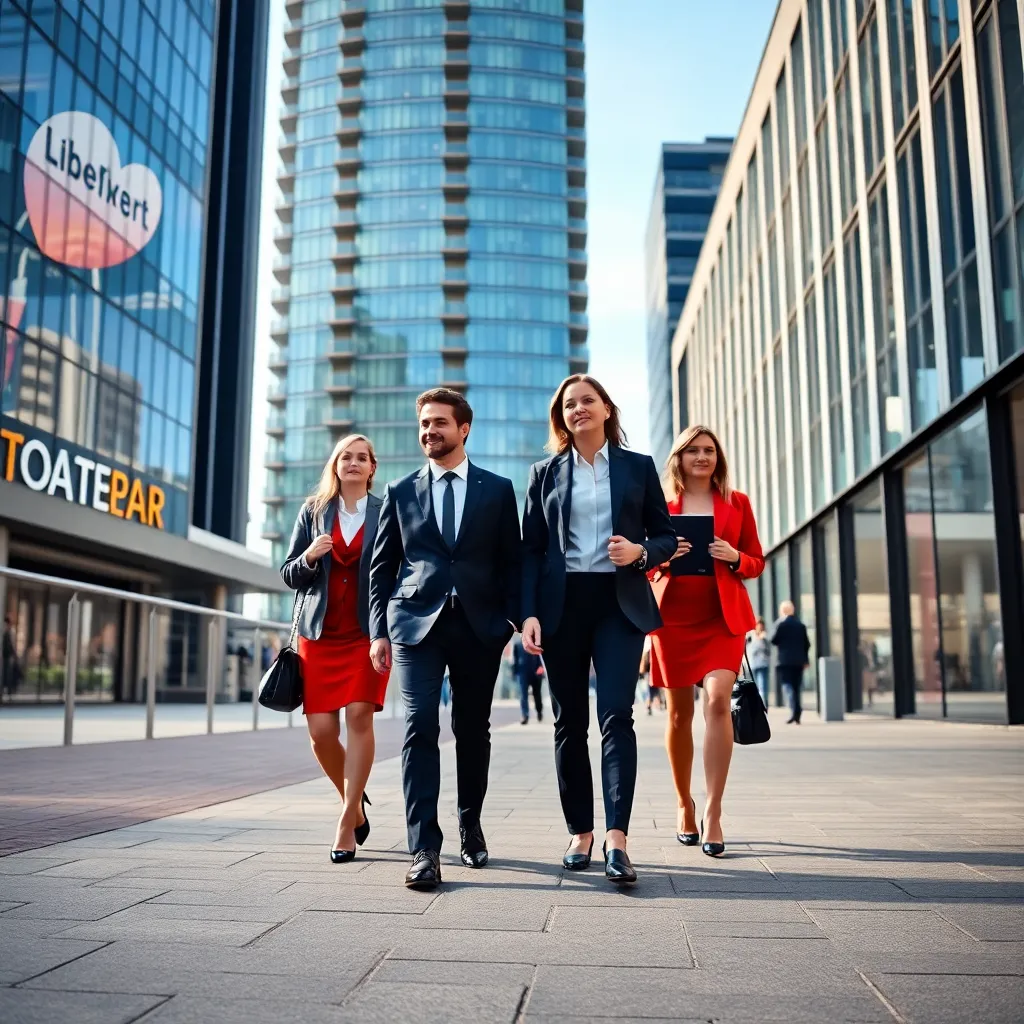 Professioneel geklede man en vrouw in Nederlandse zakelijke omgeving